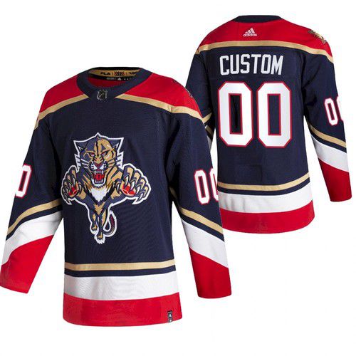 Men Florida Panthers #00 Custom Blue NHL 2021 Reverse Retro jersey